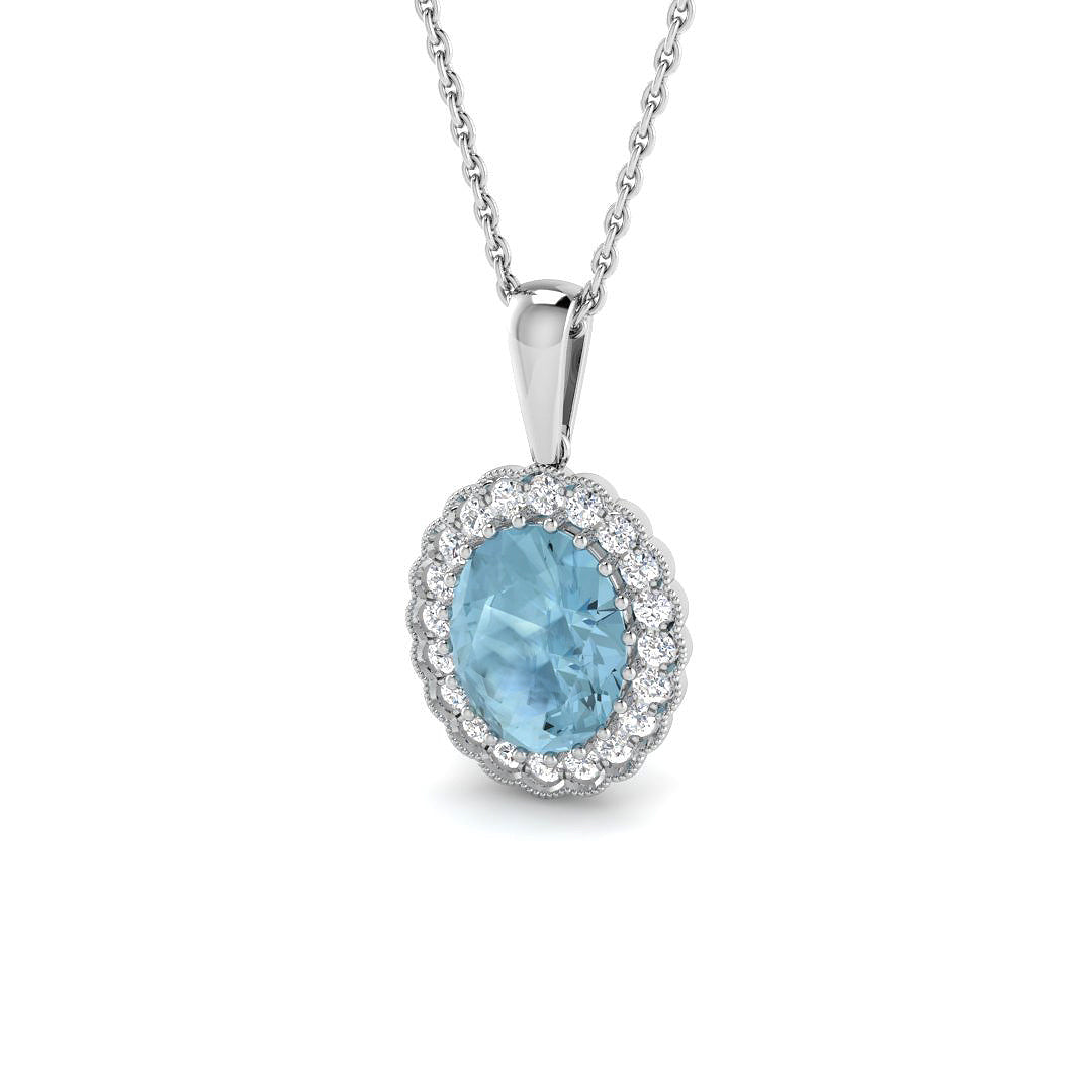 9ct White Gold 1.62ct Aquamarine Pendant