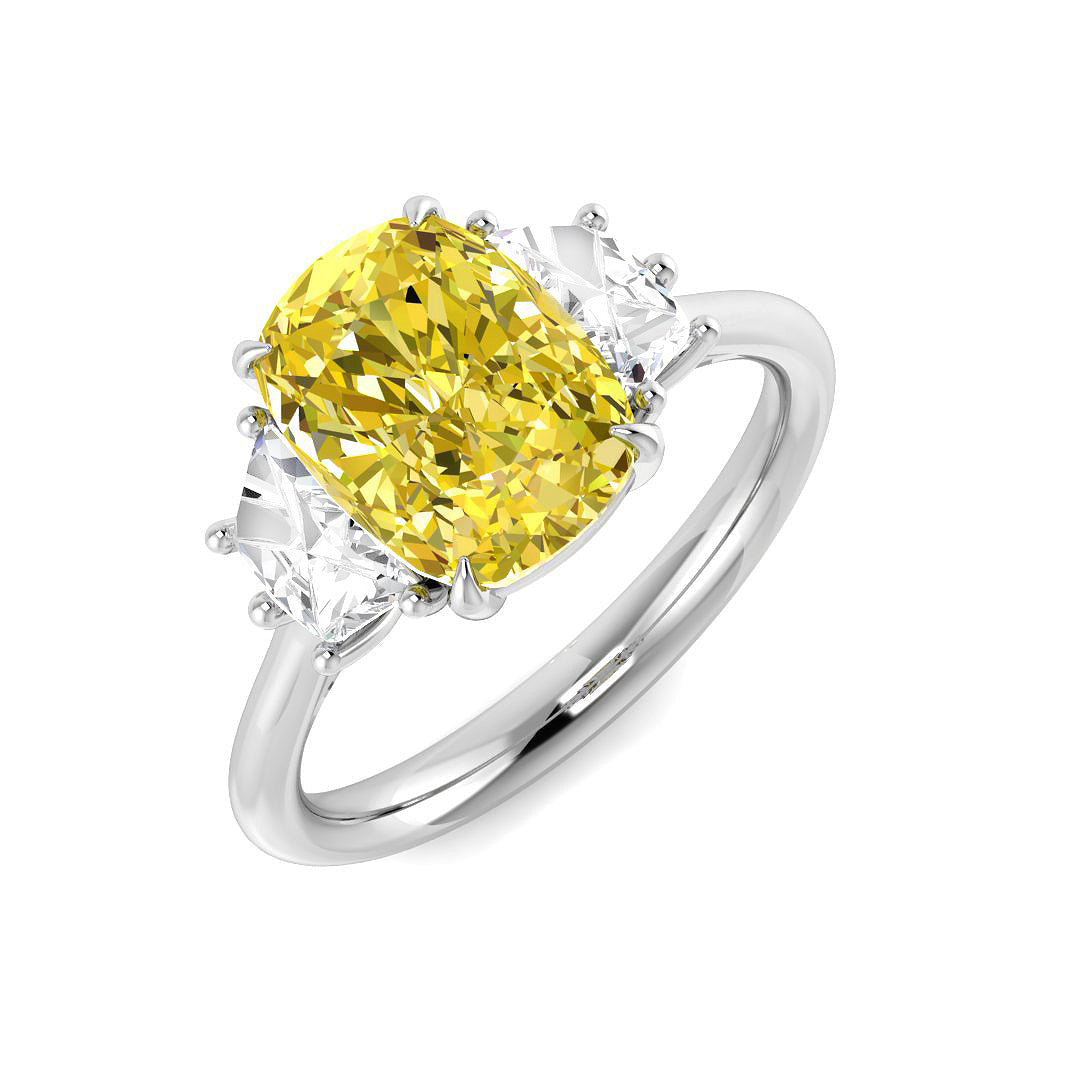 Platinum 2.70ct Laboratory Grown Lab Yellow Diamond Ring