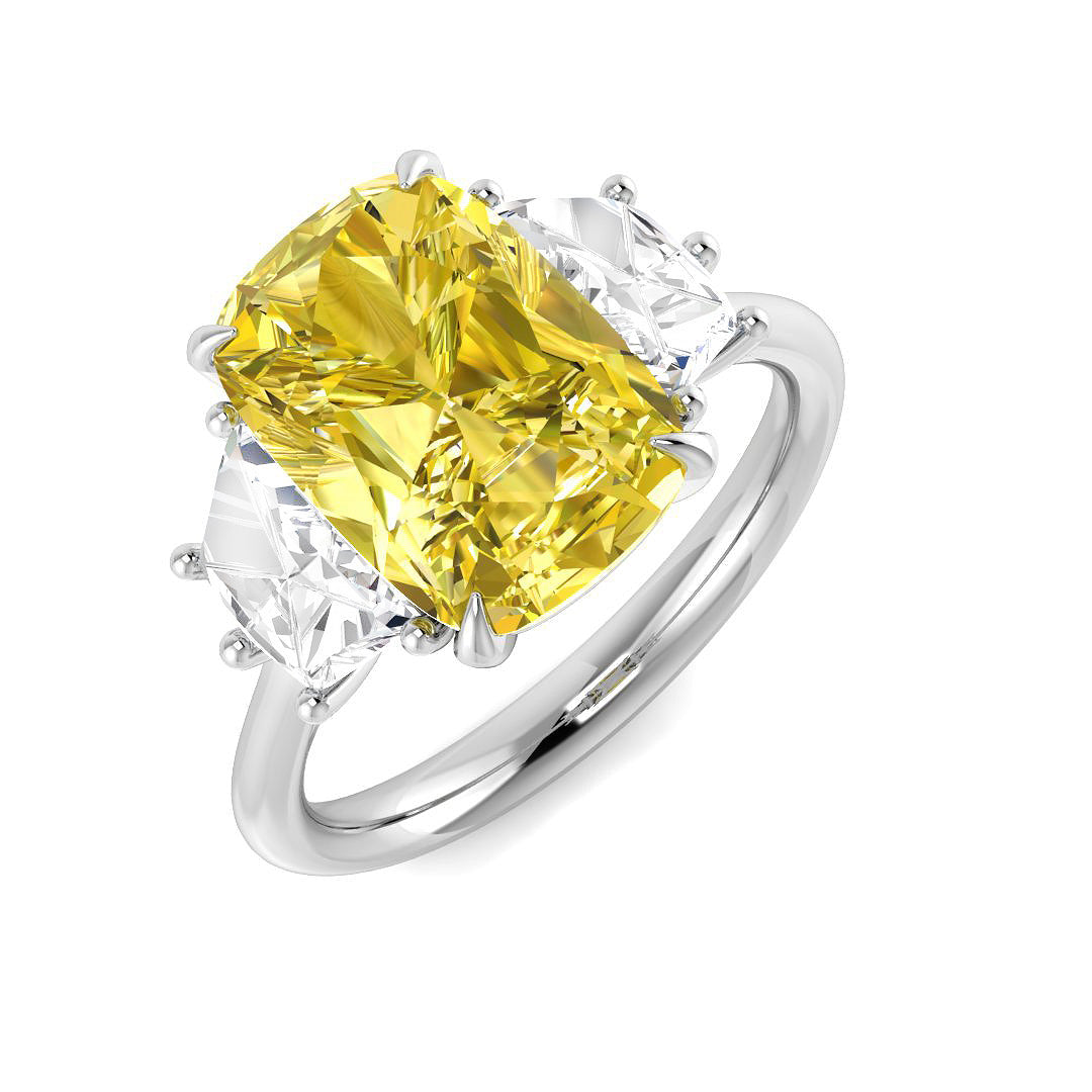 Platinum 4.11ct Laboratory Grown Lab Yellow Diamond Ring