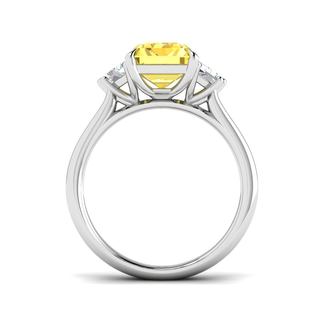 Platinum 4.38ct Laboratory Grown Lab Yellow Diamond Ring