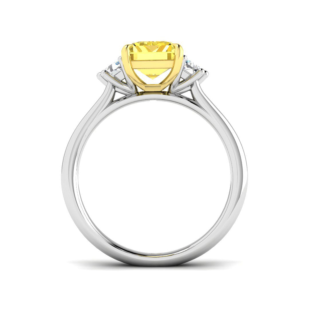 Platinum 2.86ct Laboratory Grown Lab Yellow Diamond Ring