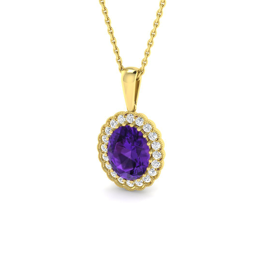 9ct Yellow Gold 1.79ct Amethyst Pendant