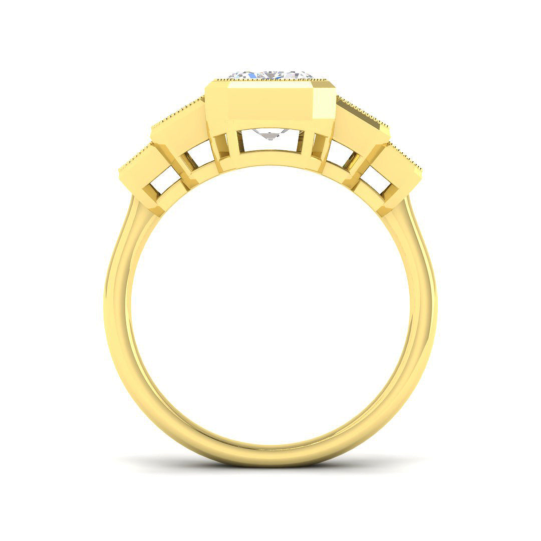9ct Yellow Gold 3.17ct E VS2 Laboratory Grown CVD Ring