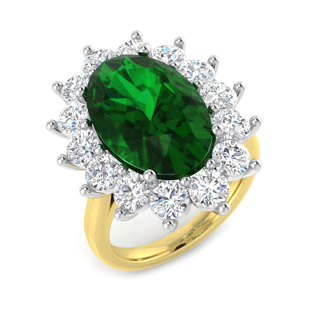 9ct Two-Tone Gold 8.68ct Emerald Ring