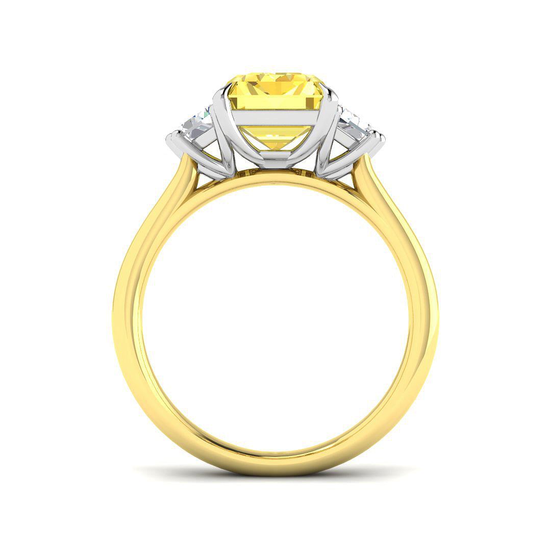 9ct Two-Tone Gold 4.38ct Laboratory Grown Lab Yellow Diamond Ring