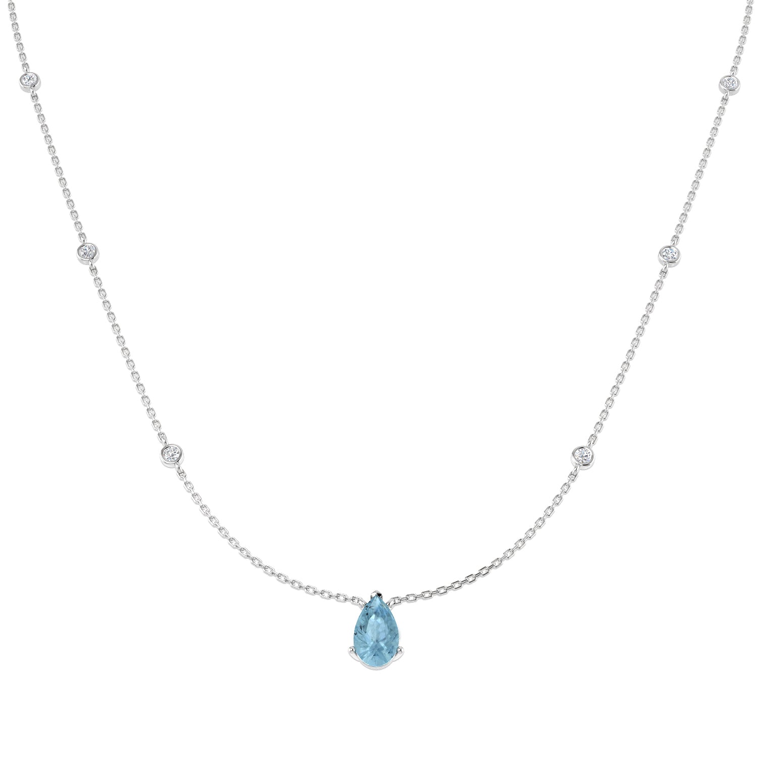 9ct White Gold 1.77ct Aquamarine Necklace