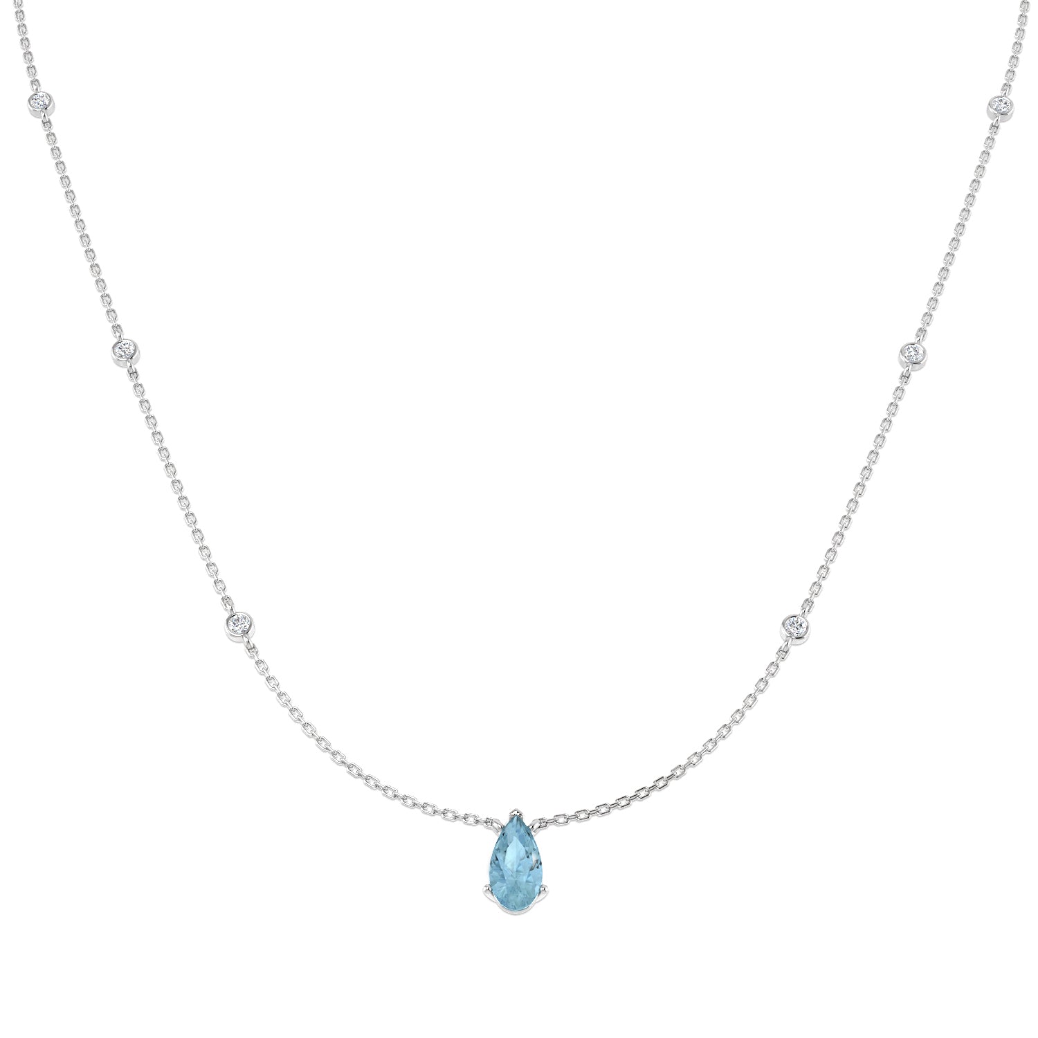 9ct White Gold 1.31ct Aquamarine Necklace