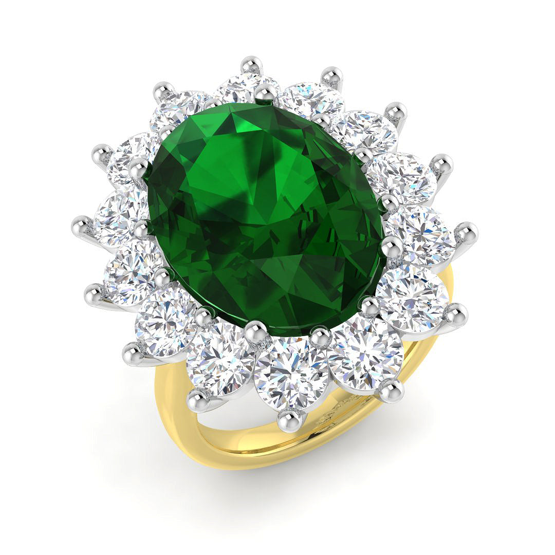 18ct Two-Tone Gold 12.85ct Emerald Ring
