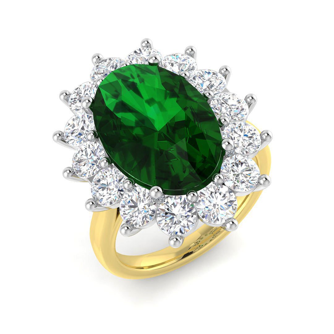 18ct Two-Tone Gold 7.67ct Emerald Ring