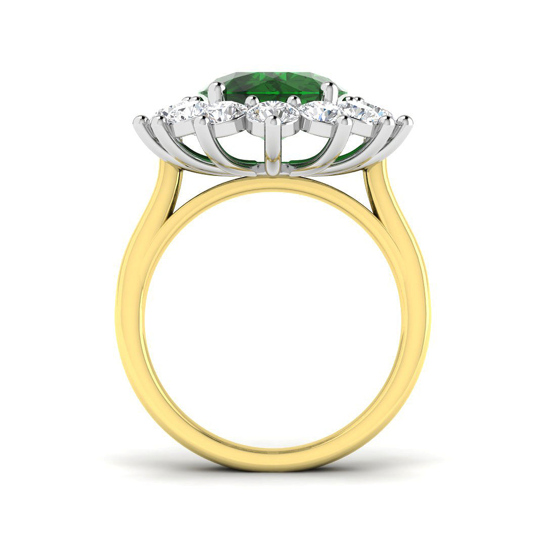 18ct Two-Tone Gold 7.67ct Emerald Ring