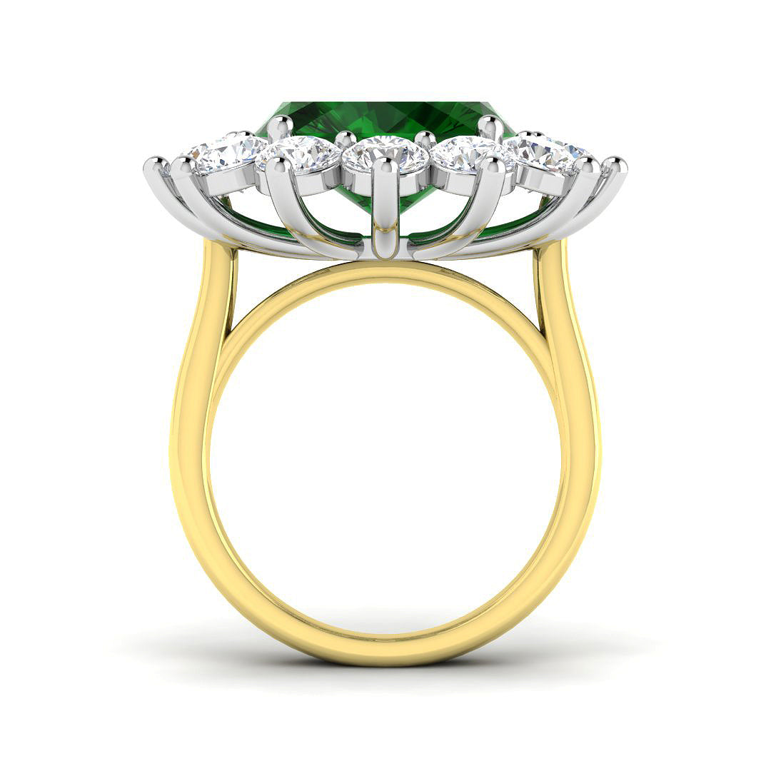 18ct Two-Tone Gold 13.72ct Emerald Ring