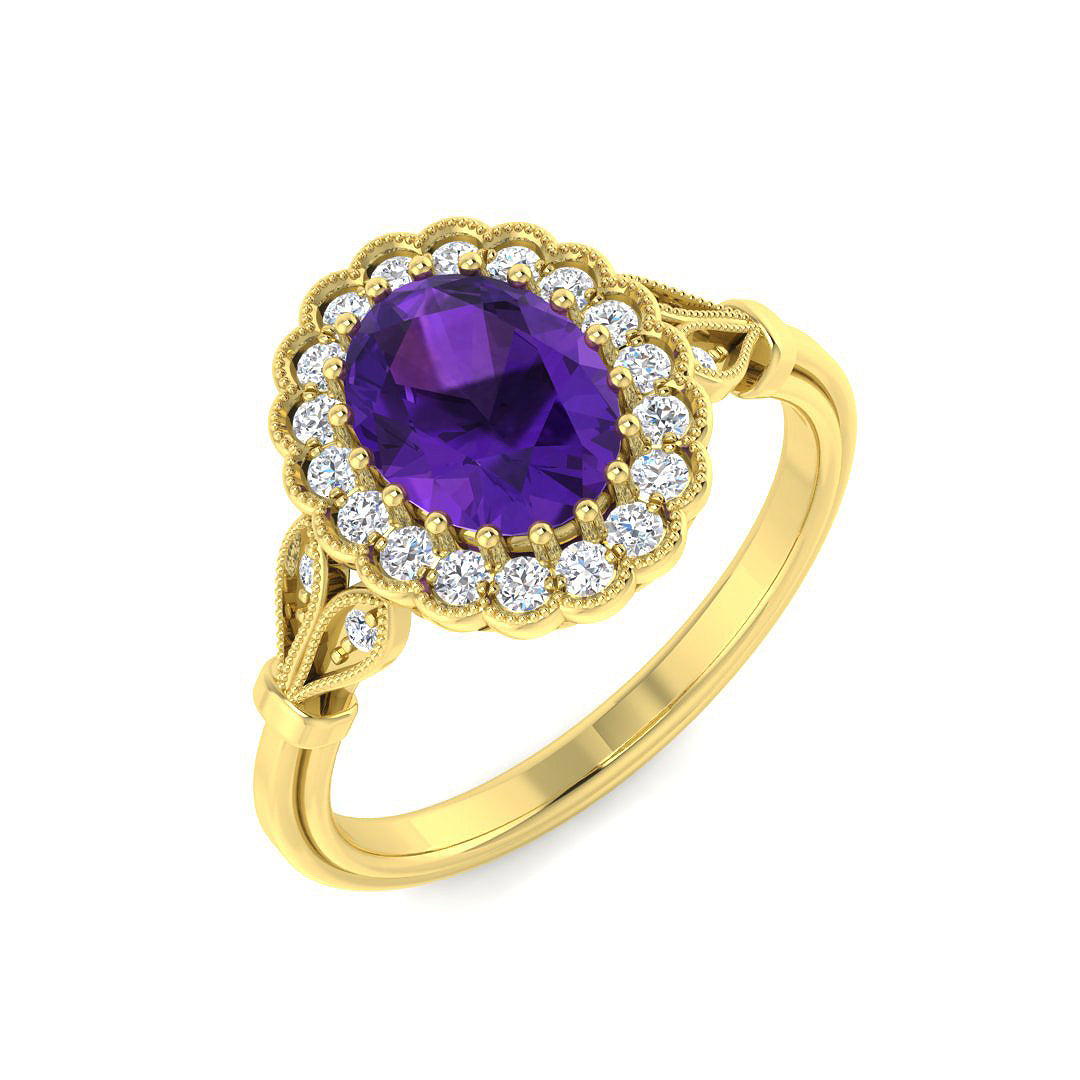 9ct Yellow Gold 1.31ct Amethyst Ring