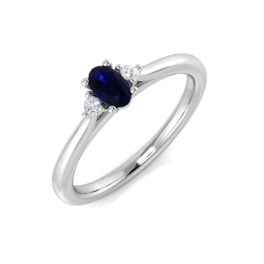 9ct White Gold 0.31ct Blue Sapphire Ring