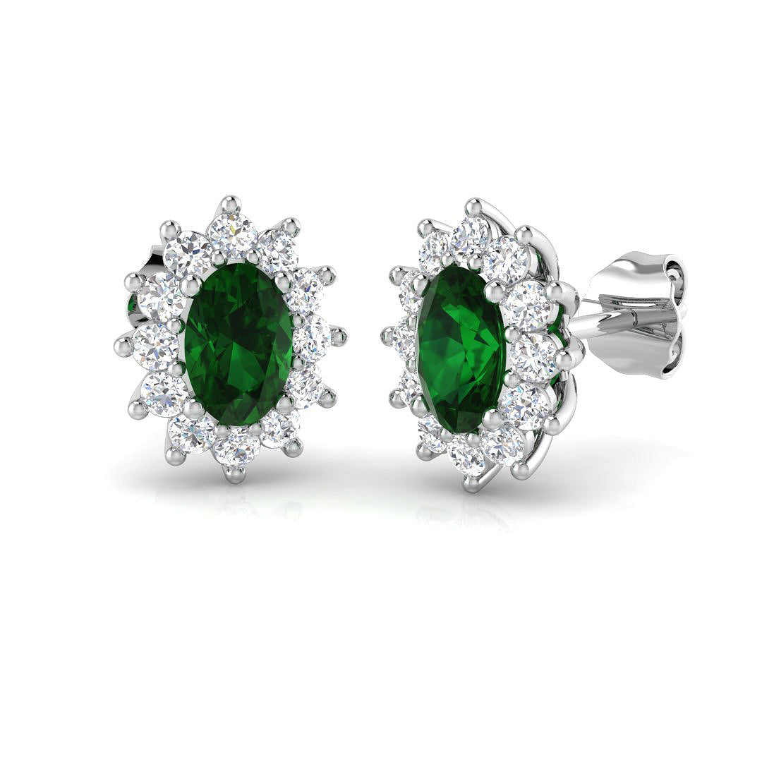 9ct White Gold 1.41ct Emerald Earrings