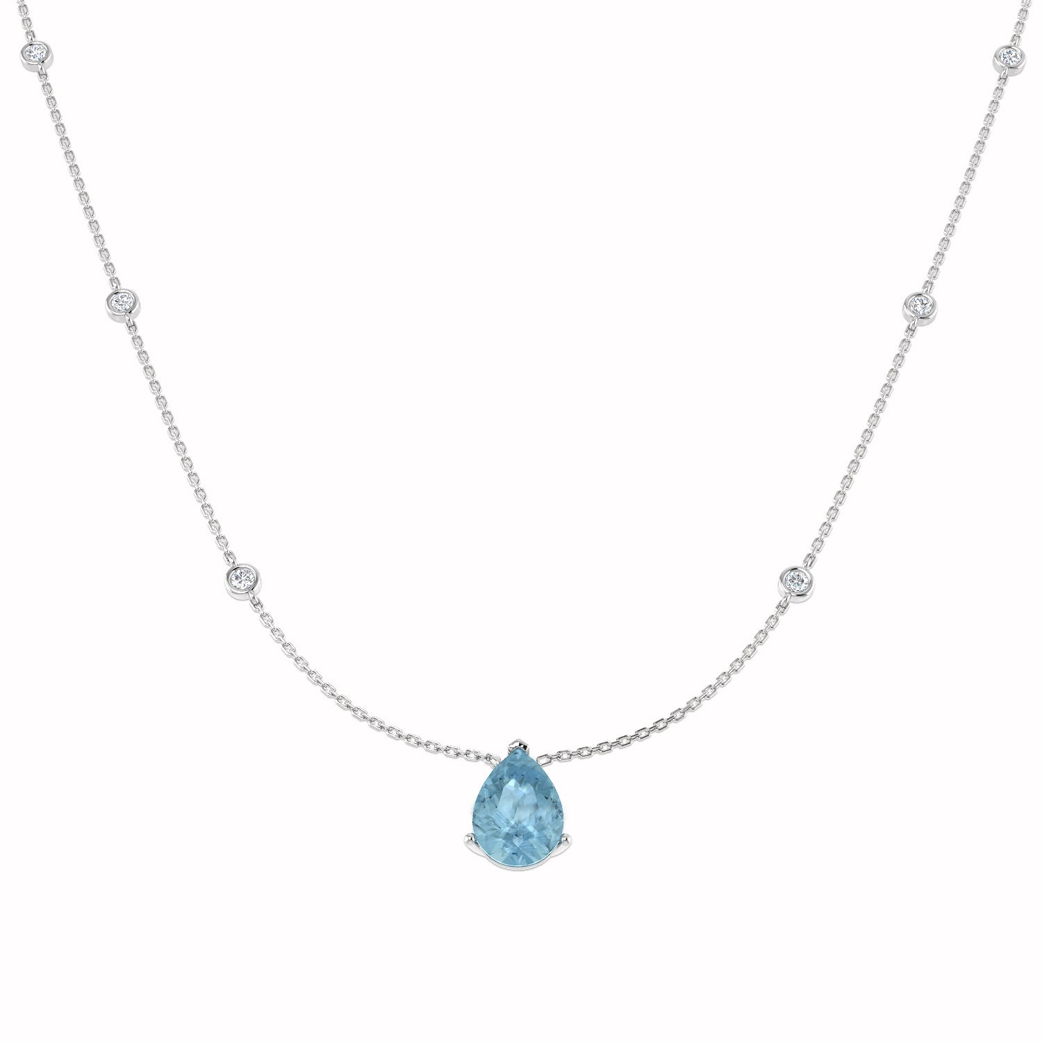 9ct White Gold 3.90ct Aquamarine Necklace