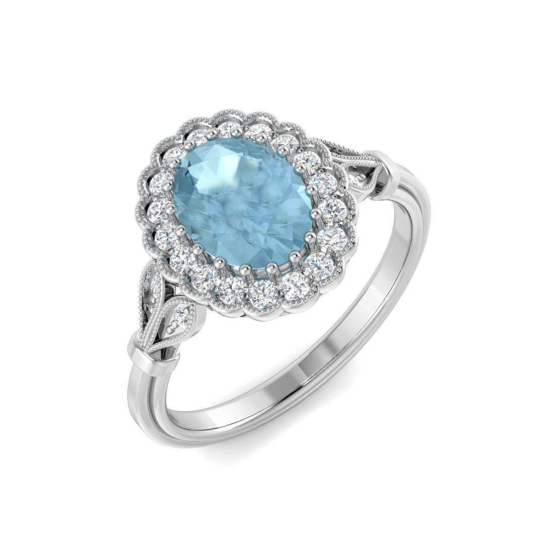 9ct White Gold 1.10ct Aquamarine Ring