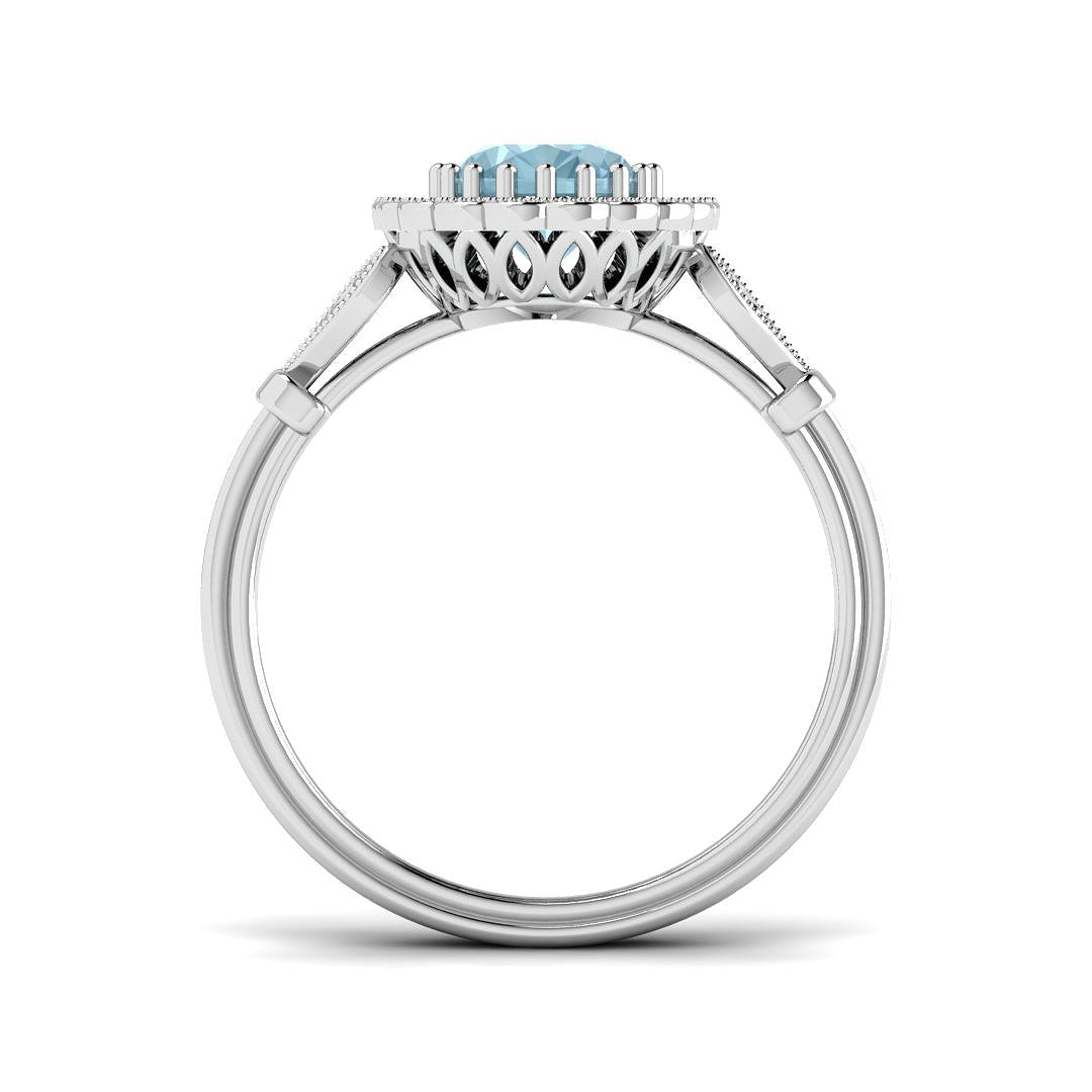 9ct White Gold 1.10ct Aquamarine Ring