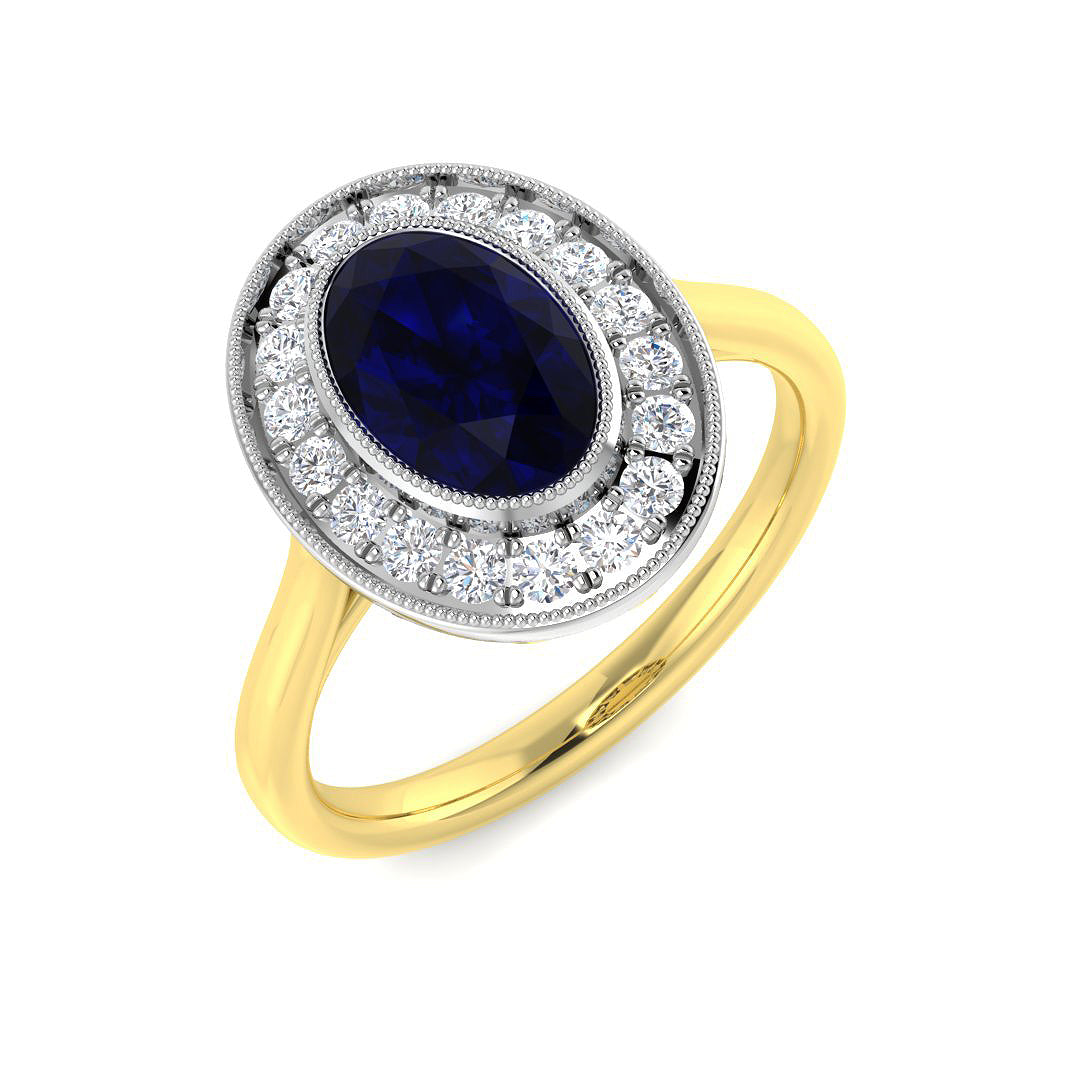9ct Two-Tone Gold 1.54ct Blue Sapphire Ring