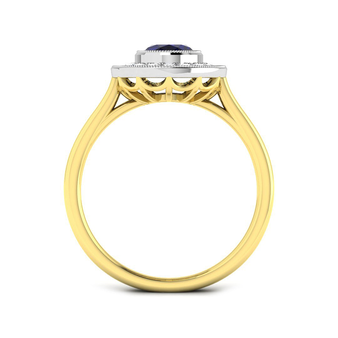 9ct Two-Tone Gold 1.54ct Blue Sapphire Ring