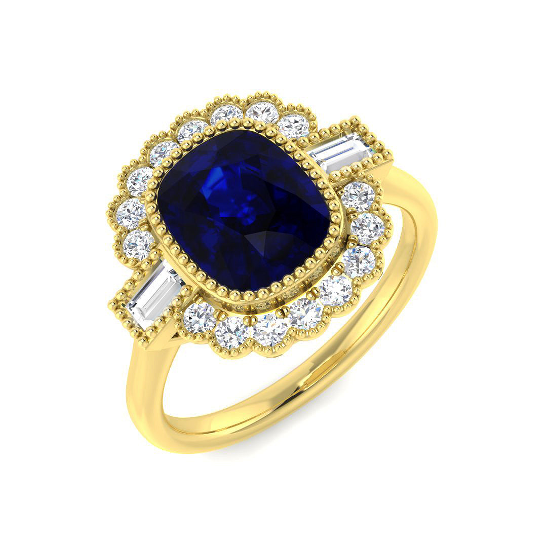 9ct Yellow Gold 2.21ct Blue Sapphire Ring