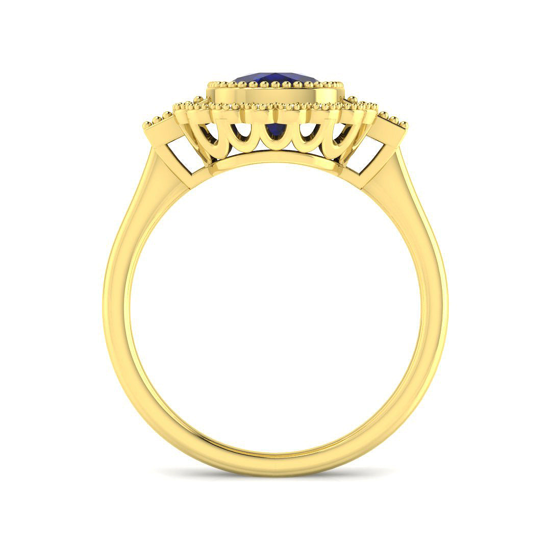 9ct Yellow Gold 2.21ct Blue Sapphire Ring