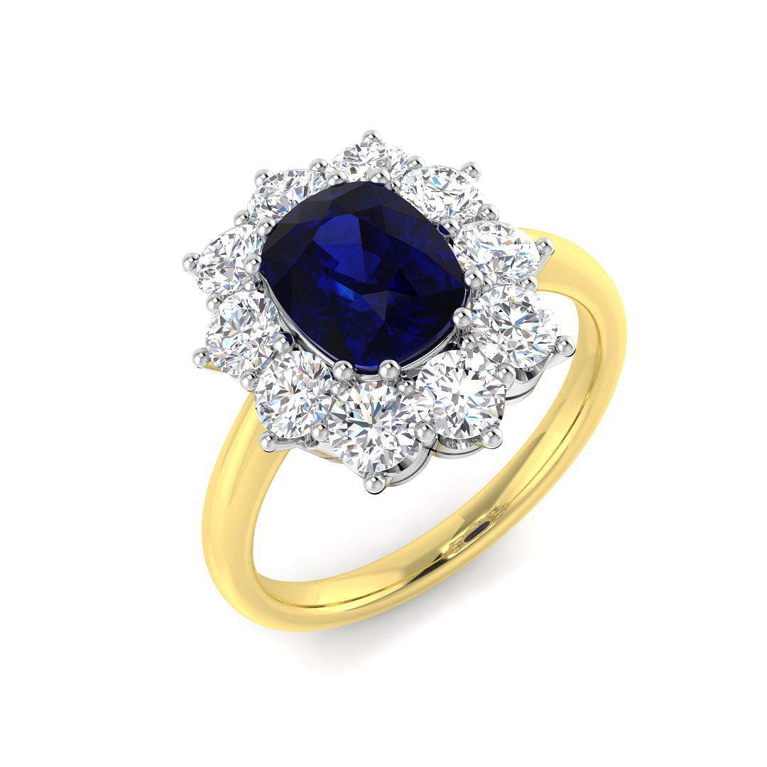 9ct Two-Tone Gold 3.31ct Blue Sapphire Ring