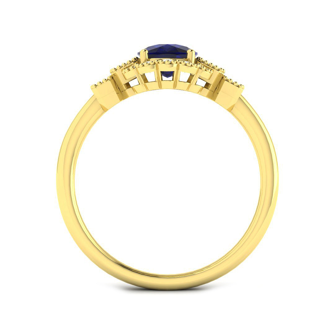 9ct Yellow Gold 1.66ct Blue Sapphire Ring