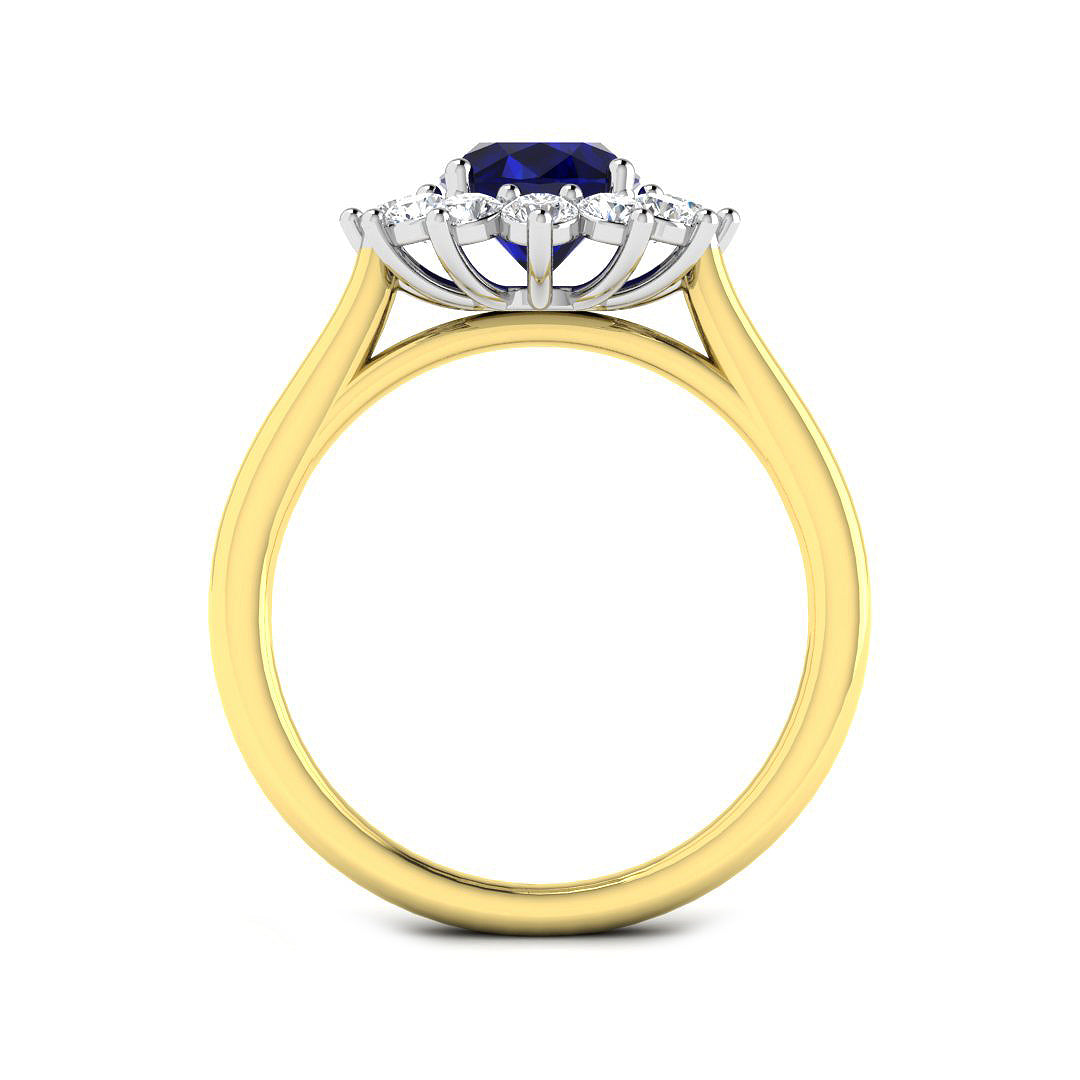 9ct Two-Tone Gold 2.05ct Blue Sapphire Ring