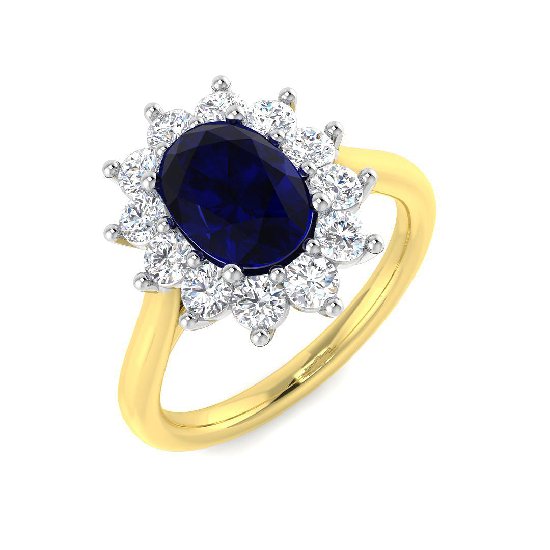 9ct Two-Tone Gold 2.71ct Blue Sapphire Ring