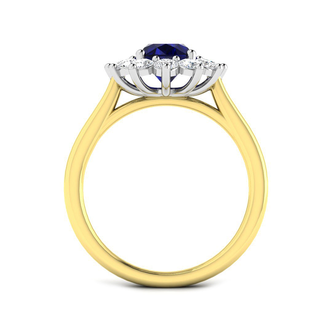 9ct Two-Tone Gold 2.71ct Blue Sapphire Ring