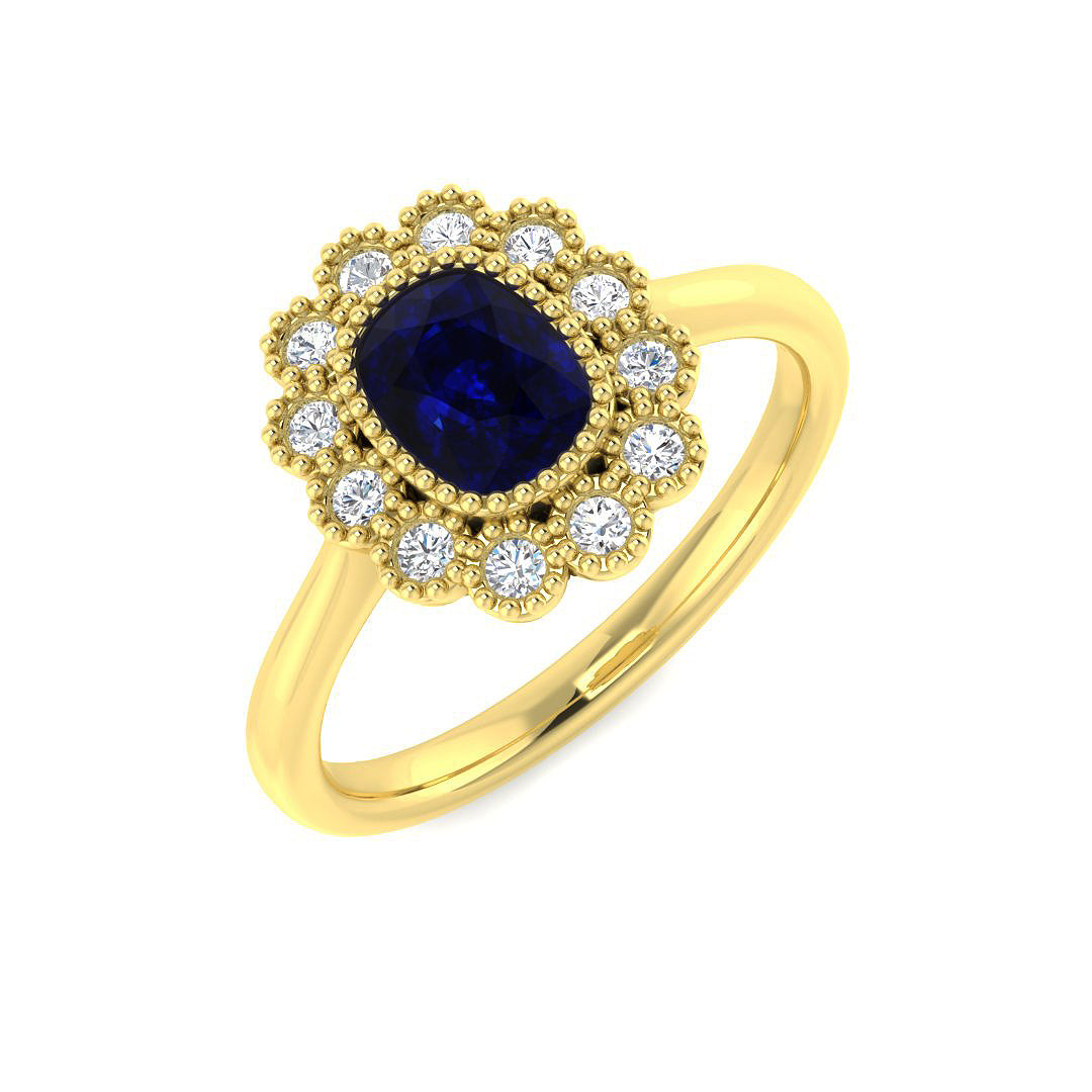 9ct Yellow Gold 1.22ct Blue Sapphire Ring
