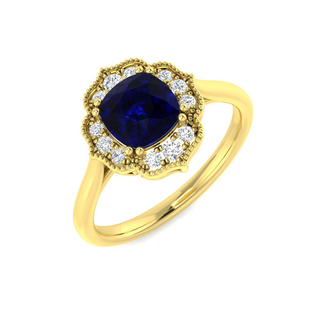 9ct Yellow Gold 1.23ct Blue Sapphire Ring