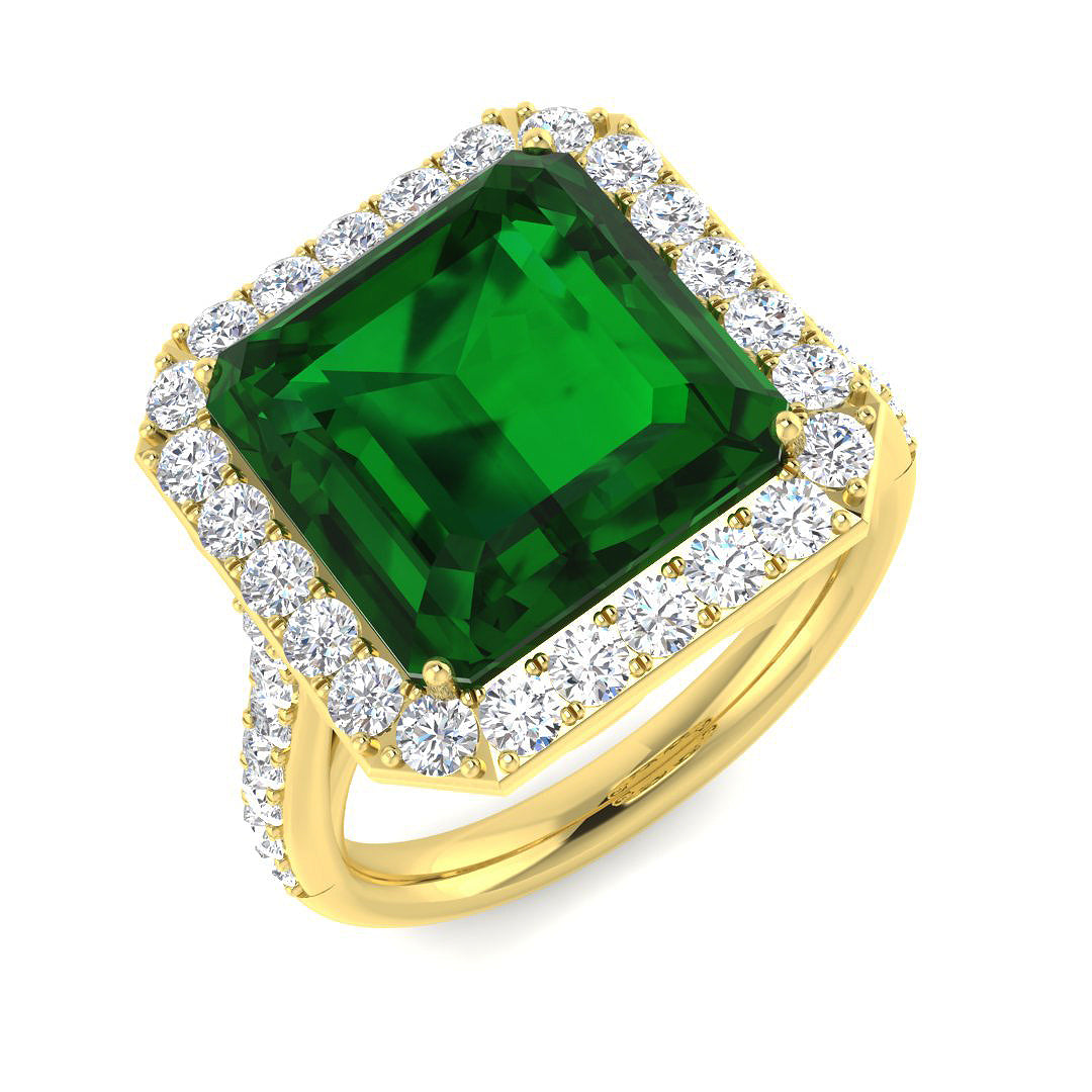 9ct Yellow Gold 6.86ct Emerald Ring