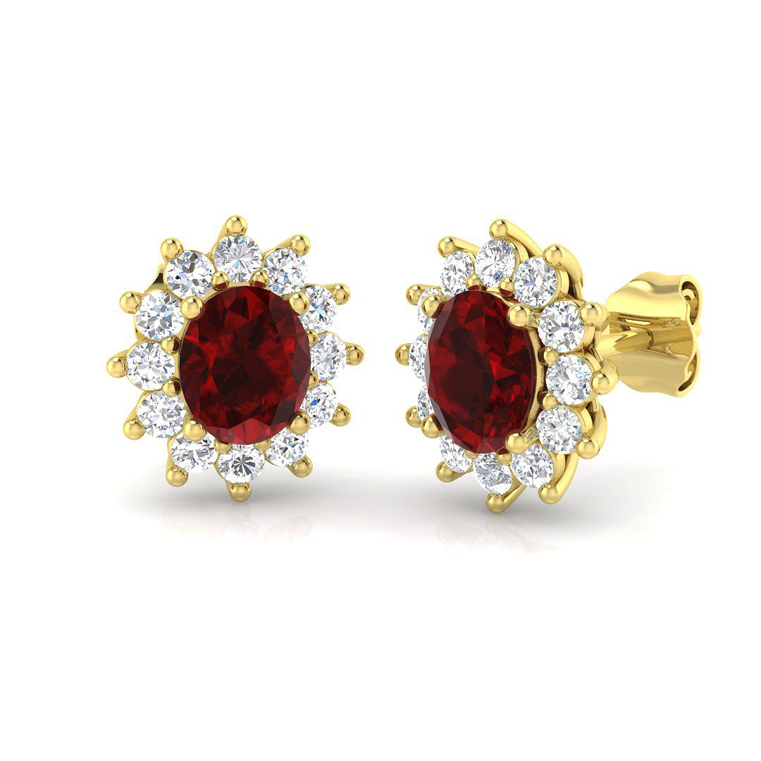 9ct Yellow Gold 2.41ct Ruby Earrings