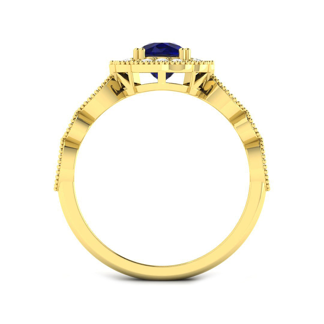 9ct Yellow Gold 1.27ct Blue Sapphire Ring