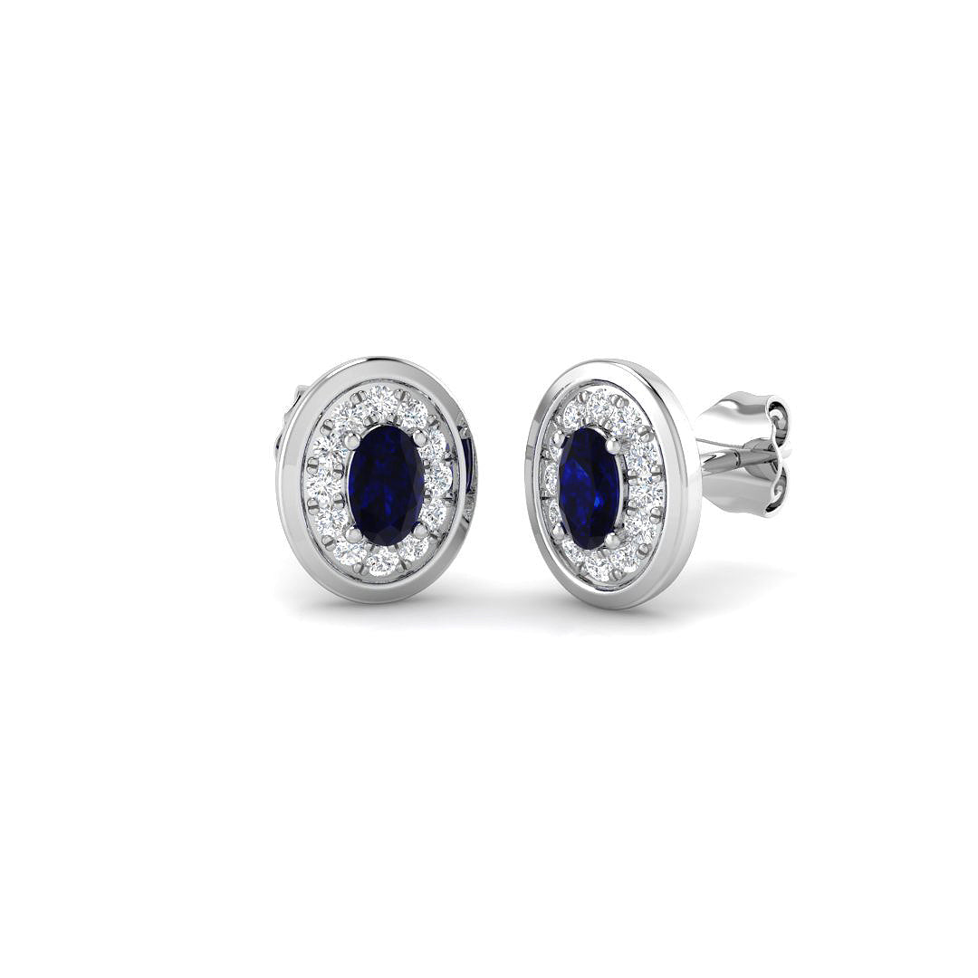 9ct White Gold 0.69ct Blue Sapphire Earrings