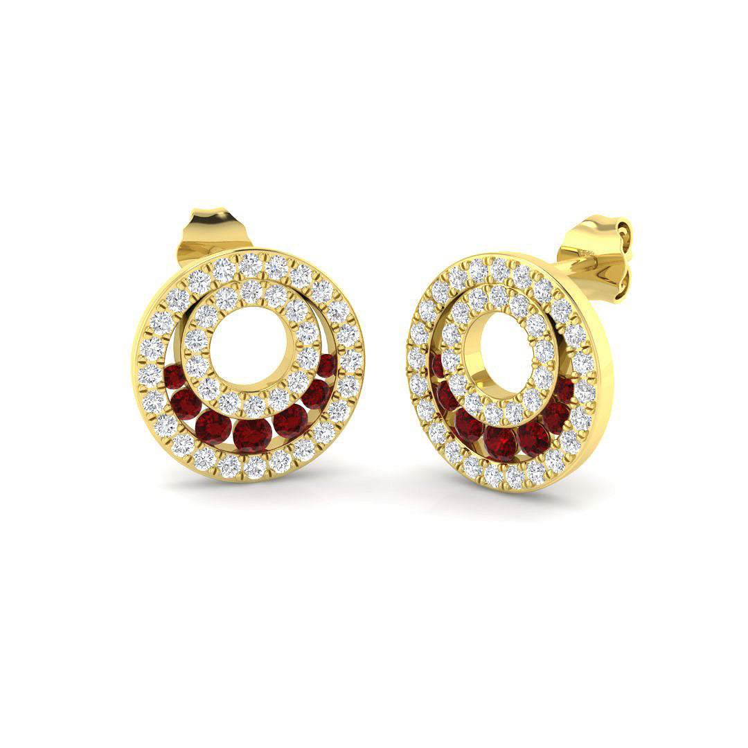 9ct Yellow Gold 1.15ct Ruby Earrings