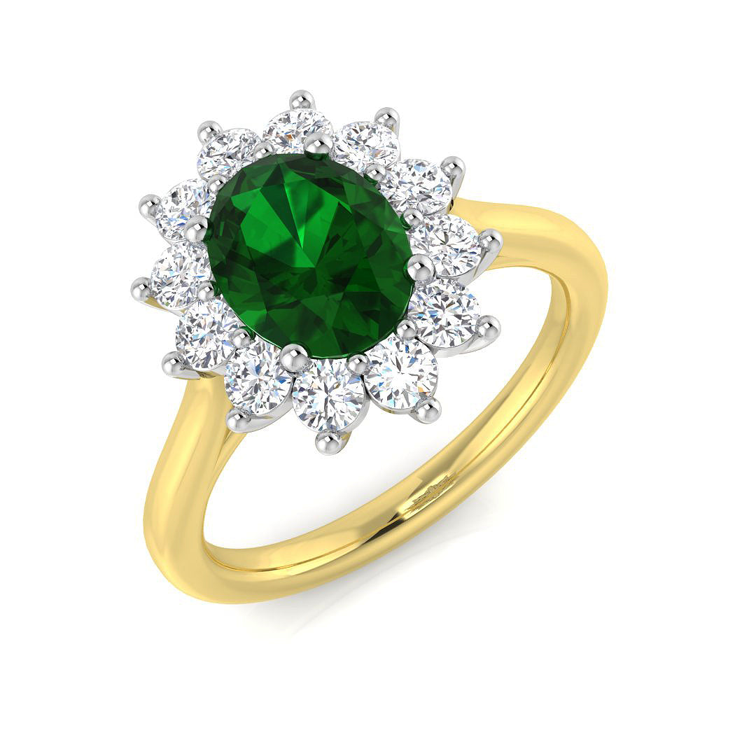 9ct Yellow Gold 1.74ct Laboratory Grown Lab Columbian Emerald Ring