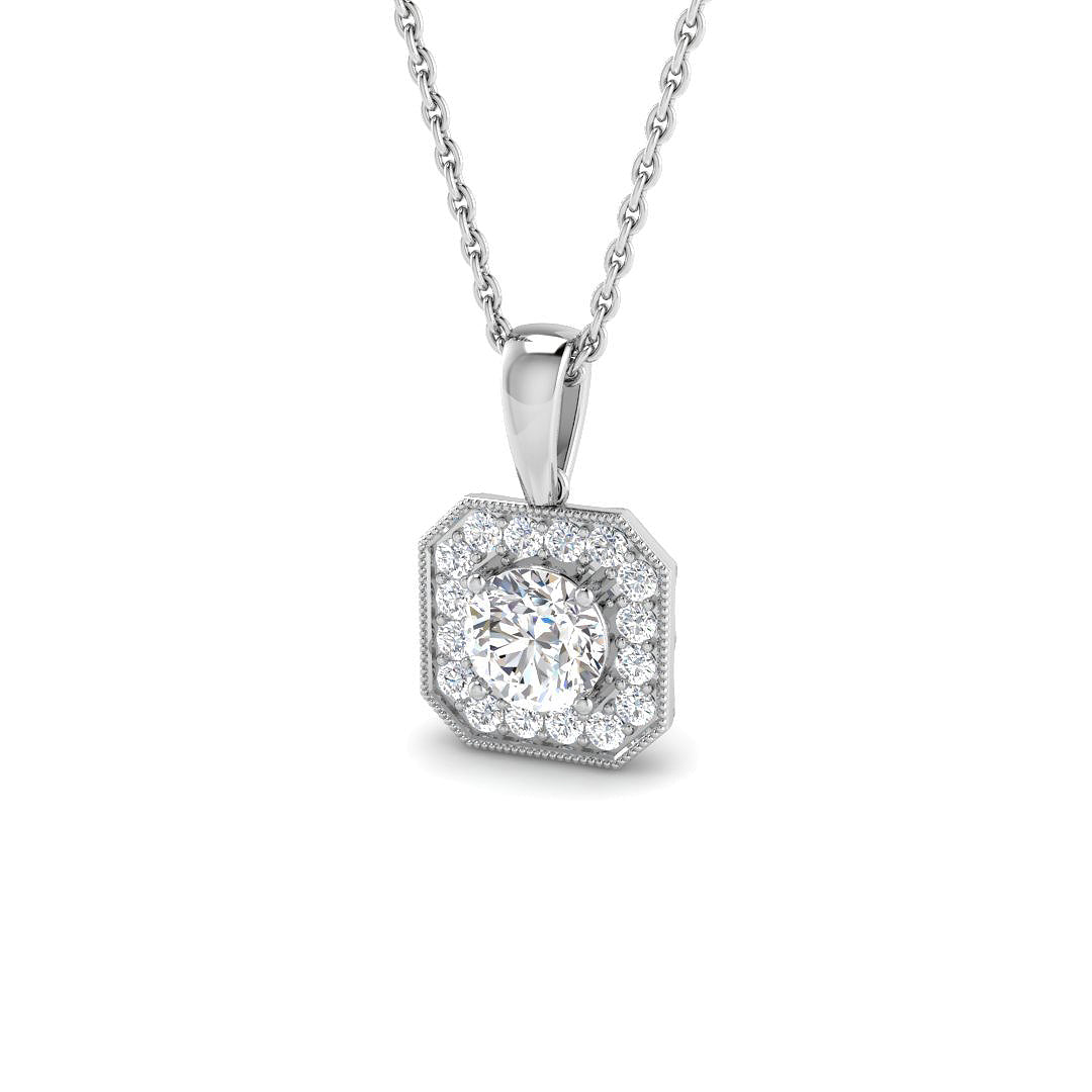 9ct White Gold 0.65ct Laboratory Grown CVD Pendant