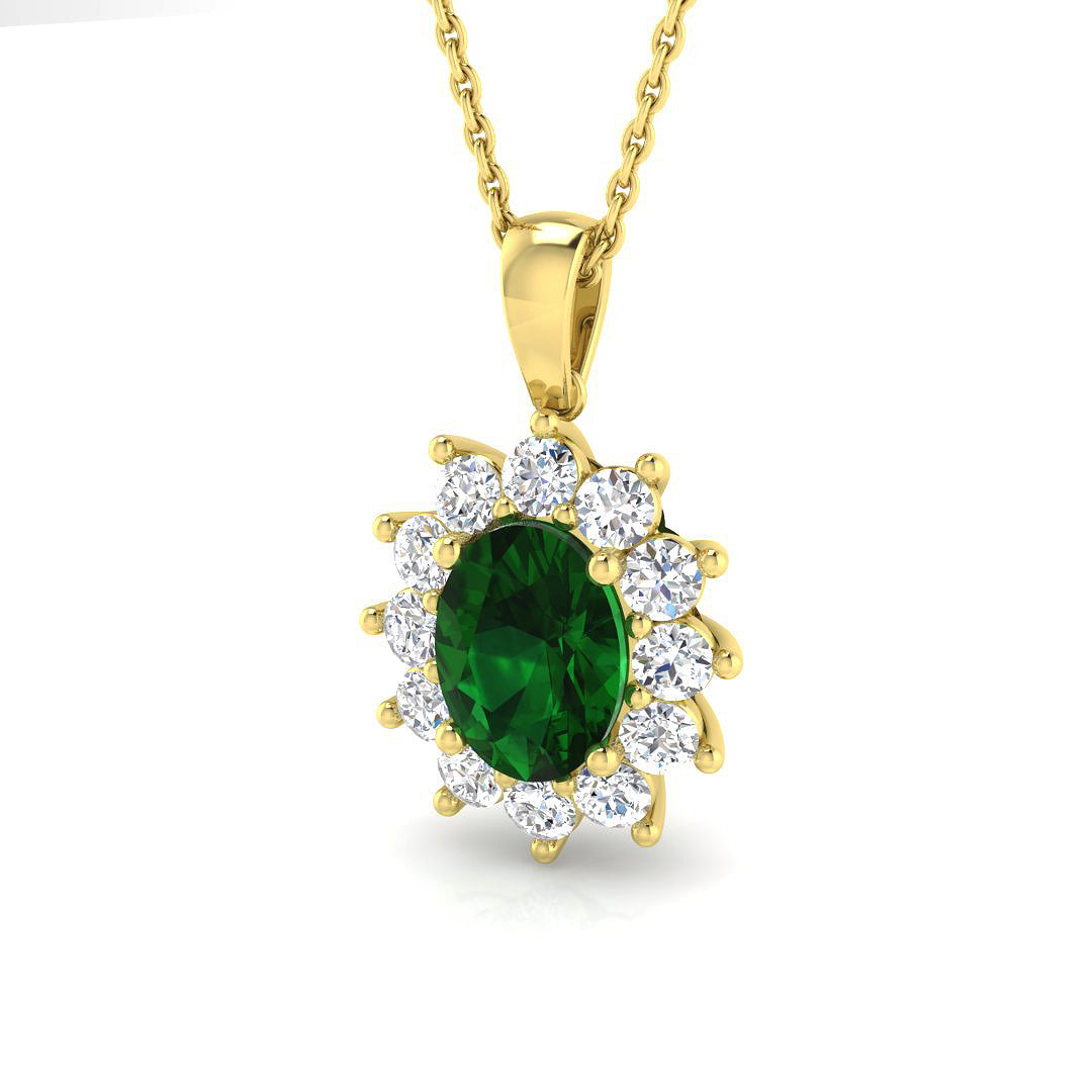 9ct Yellow Gold 1.82ct Laboratory Grown Lab Columbian Emerald Pendant
