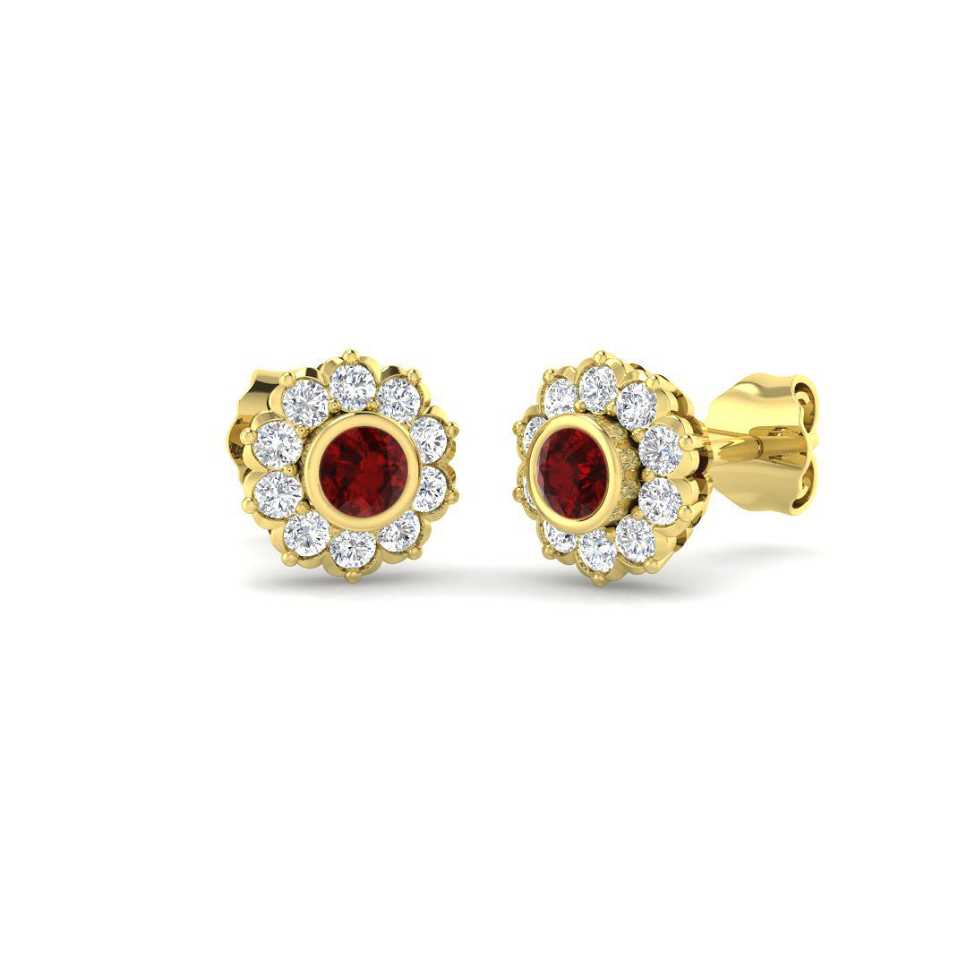 9ct Yellow Gold 0.53ct Ruby Earrings