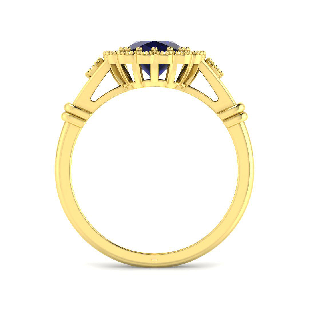 9ct Yellow Gold 2.19ct Blue Sapphire Ring
