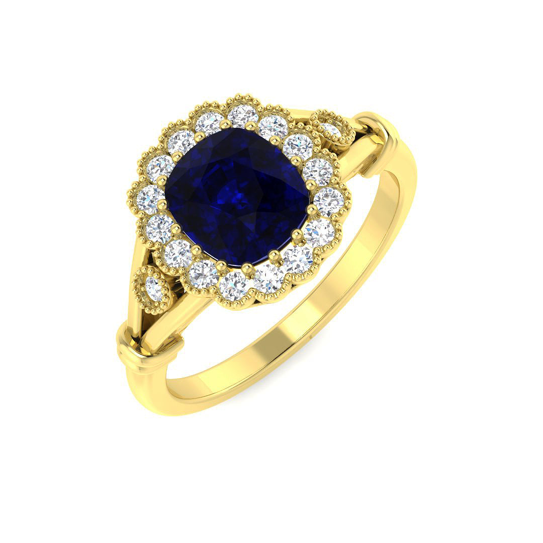 9ct Yellow Gold 1.71ct Blue Sapphire Ring