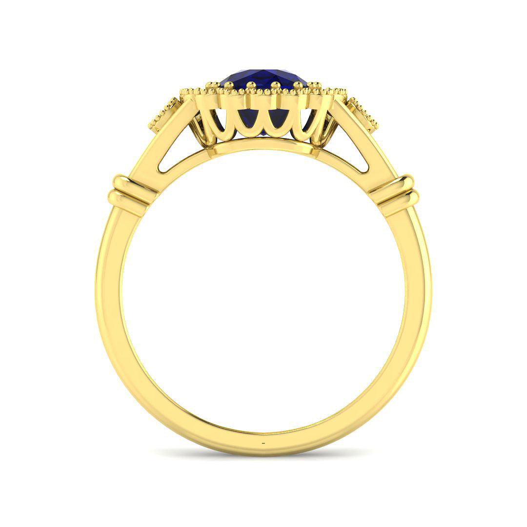 9ct Yellow Gold 1.71ct Blue Sapphire Ring