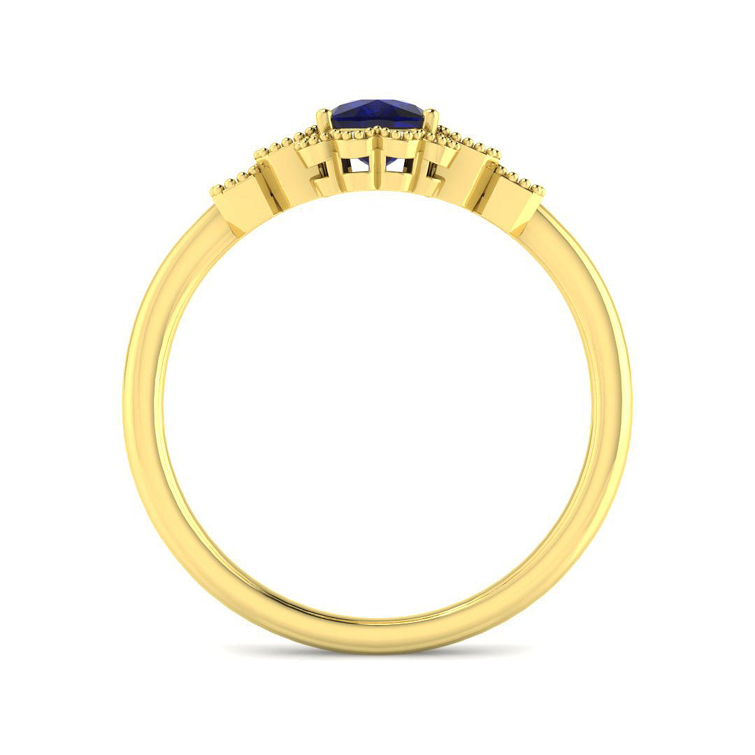 9ct Yellow Gold 0.93ct Blue Sapphire Ring
