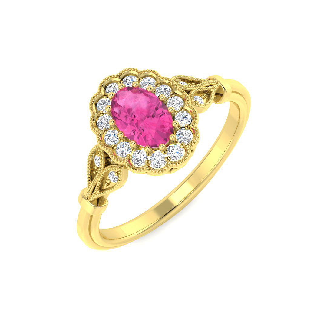 9ct Yellow Gold 0.70ct Pink Sapphire Ring