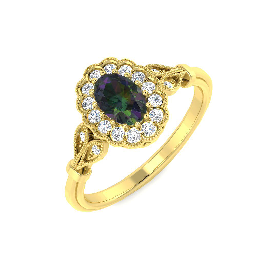 9ct Yellow Gold 0.74ct Teal Sapphire Ring