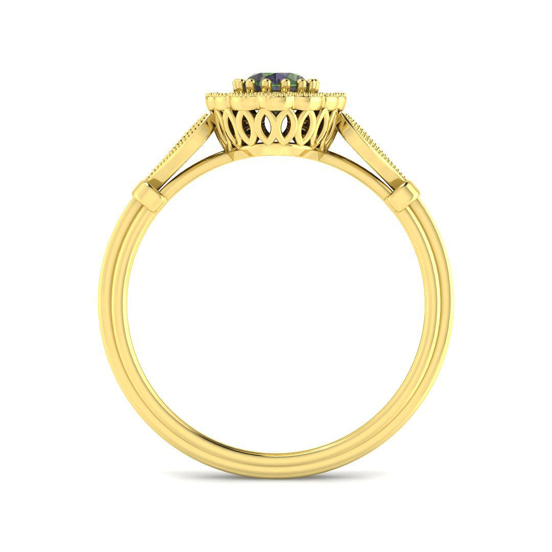 9ct Yellow Gold 0.74ct Teal Sapphire Ring