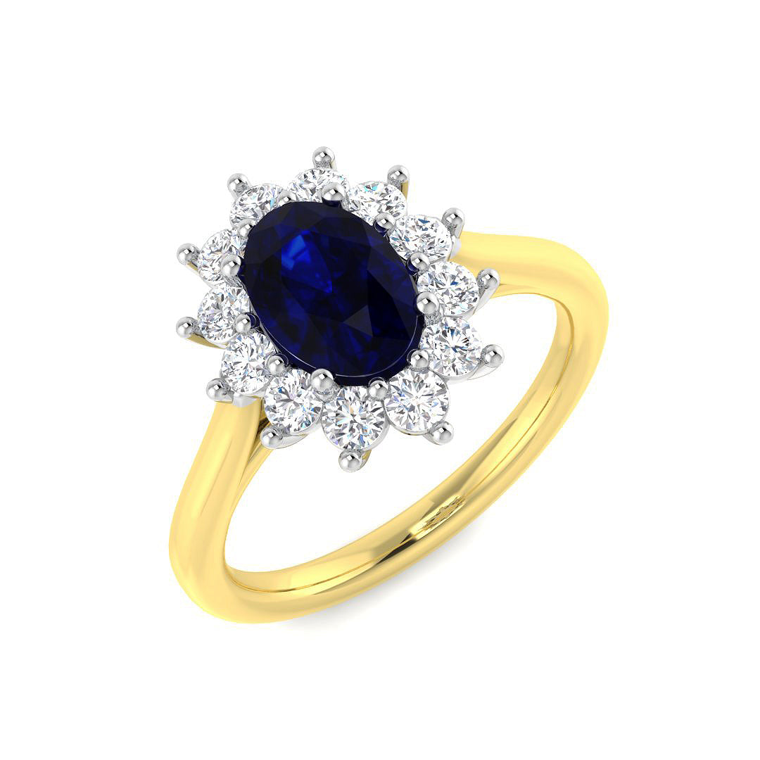 9ct Two-Tone Gold 1.94ct Blue Sapphire Ring