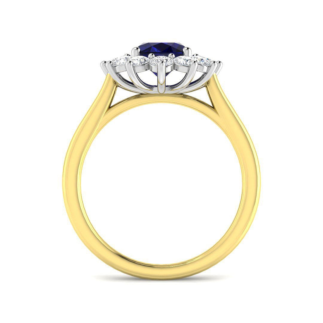 9ct Two-Tone Gold 2.46ct Blue Sapphire Ring